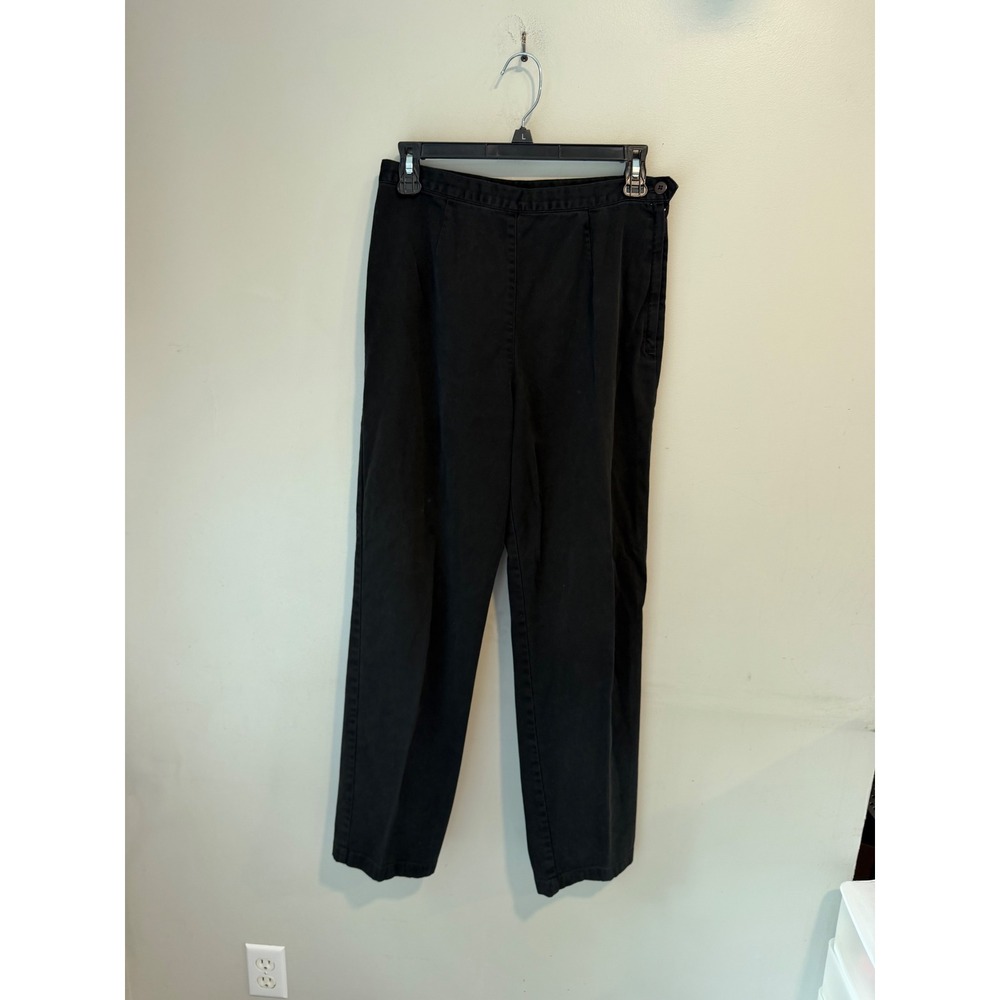 Ann Taylor Stretch Black Straight Leg Pants Side Zip‎ High Rise Women Size 10